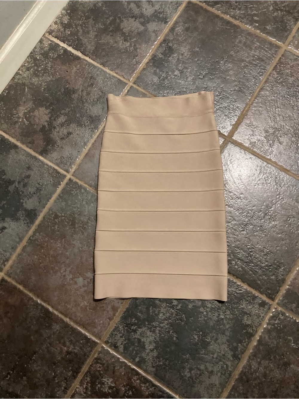 High-Waist Beige Bandage Pencil Skirt Women’s Size S